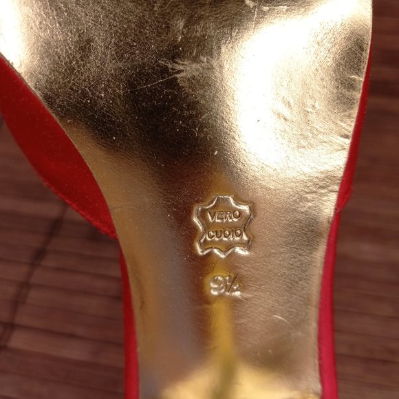 Sam Edelman Red Satin Peep Toe Mule Heels 9.5 - Picture 8 of 9